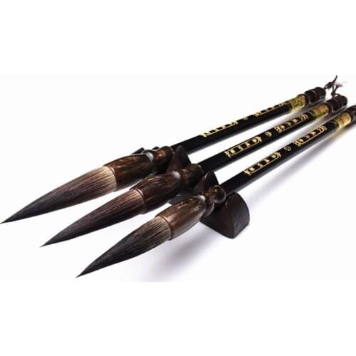 3 Pack Calligraphy Brush Xiong Hao Hair Big/Medium/Small 3 Size Xiong Hao Hair for Traditional Landscape Painting