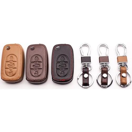 Car styling The latest leather car key case for Audi A2 A3 A4 A6 TT high quality leather car key cover 3 button folding