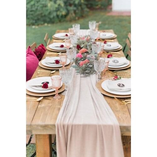 300cm length Nude table runner silk chiffon wedding runner silk ribbon wedding linens table decor