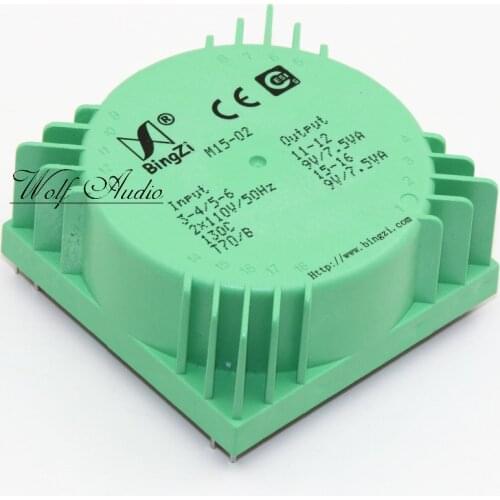 BingZi M15-02 15VA Green Cubic Sealed Transformer 9V + 9V For Decoder / Amplifier / Preamplifier