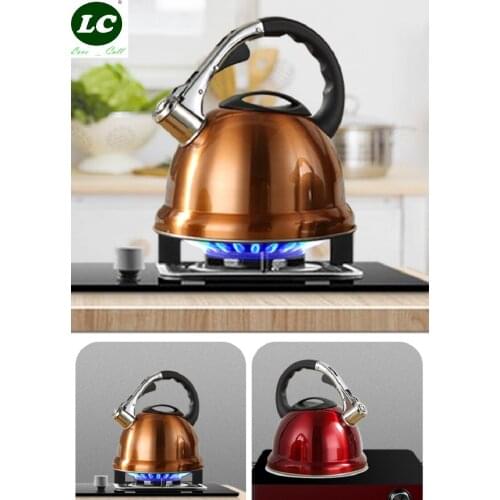 3L Inox Kettle Pot Stainless steel Whistling Kettle thickening Flat bottom Canteen Jug Sound Tea Kettle Coffee Cooking Colorful