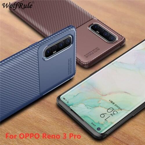 For OPPO Reno 3 Pro Cover Shockproof Soft Bumper Carbon Fiber TPU Fundas Capa Case For Reno 3 Pro Cover for Reno 3 Pro Case 6.5"