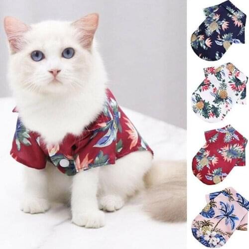 Dog Shirts Printed Clothes Summer Beach Clothes Vest Pet Clothing Floral T-Shirt Hawaiian For Small Large Cat Dog Pet Supplies