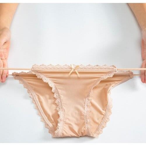 Hot Selling Sexy Underwear Womens Lace Pure Cotton Ice Silk Thin Belt Low Waist Ladies Summer Thin Breathable Seamless Briefs