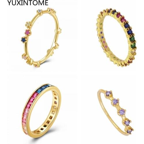 Classic Luxury Solid Rings 24K Gold/925 Silver Zircon Ring For Women Colorful Crystal Wedding Engagement Ring Jewelry