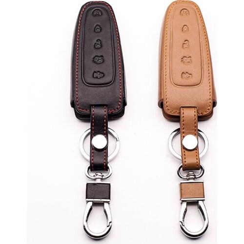Classic design Leather Case Remote Key Chains Holder Cover Key Case Fob For Ford Edge 5 Smart Key 5 Buttons L216 protect shell