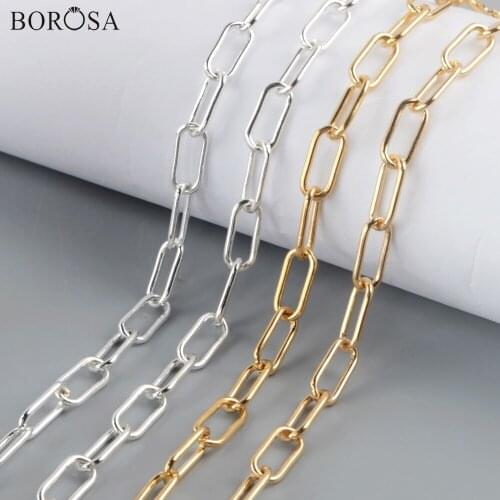 Fashion Gold/Silver Color Link Chain for Choker Necklace Minimalist Geometric Clasp Long Chain for Women Jewelry Findings PJ473
