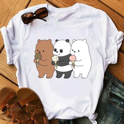 Fashion Cute Funny Bear T-shirts Women New 2021 Clothing Animal Printed T-shirt Ladies Summer Casual Short Sleeve Womens Shirts