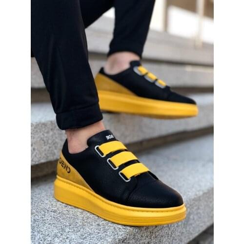 BA0029 3 Tape Legend Black Yellow Thick Sole Casual Men Shoe