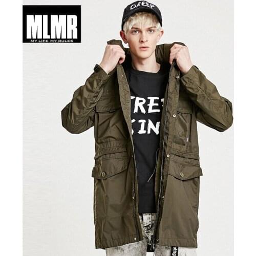 JackJones Mens Mid-length Hooded Embroidered Letters Trench Coat |219121571