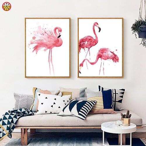 Painting by numbers art paint by number Diy Flamingo illustration hand-filled color decoration painting oil paintin