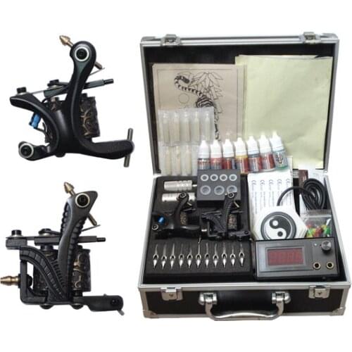 Machine tattoo kit digital tattoo machine gun set permanent makeup machine kit with tattoo supply box