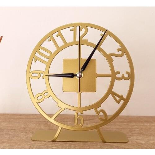 Table clock, Modern and Geometric Clock, Desktop Metal Clock, Table top clock, Circle Gold Square