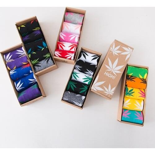 5 Pairs/Box New Women Socks Colorful Breathable Socks Maple Leaf Comfortable Cotton Short Socks Harajuku Gifts for Woman Fashion