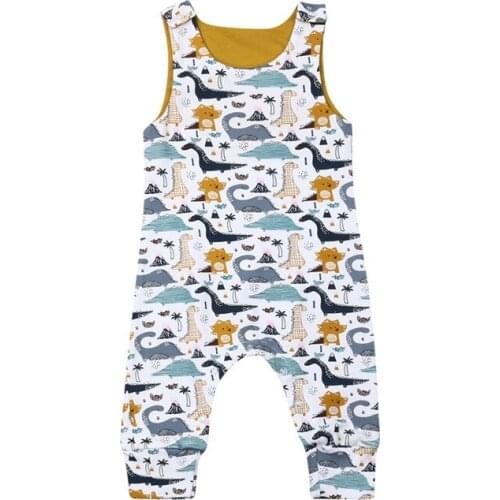 Newborn Kid Baby Boy Dinosaur Clothes Sleeveless Jumpsuit Romper Sunsuit Outfit Summer 0-24M