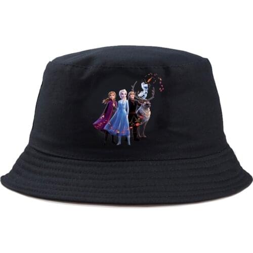 Disney Frozen Elsa Anna Bucket Hat Kawaii Man Woman Fashion Outdoor Printing Colorful Summer Cartoon Bob Hat Classic Panama