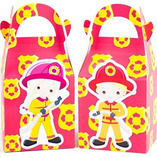 Fire Fighter Favor Box Candy Box Gift Box Cupcake Box Boy Kids Birthday Party Supplies Decoration Event Party Supplies