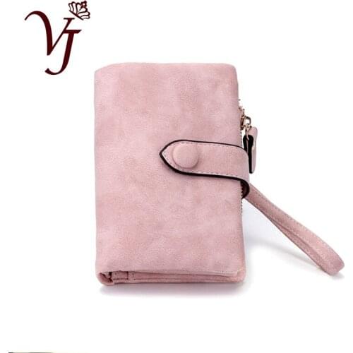 Popular Womens matte leather Sweet Wallet with wristle Lady fresh fuzzy Clutching Purse female practical coin purse for Girls