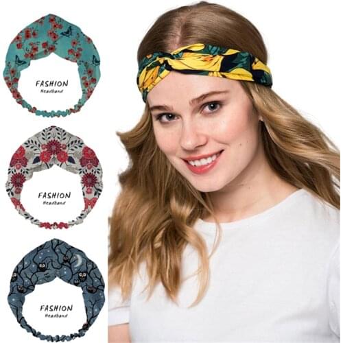 Women Girls four seasons Hair Bands Refresh Print Headbands Retro Turban Bandage Bandanas HairBands Hair Accessories Headwrap