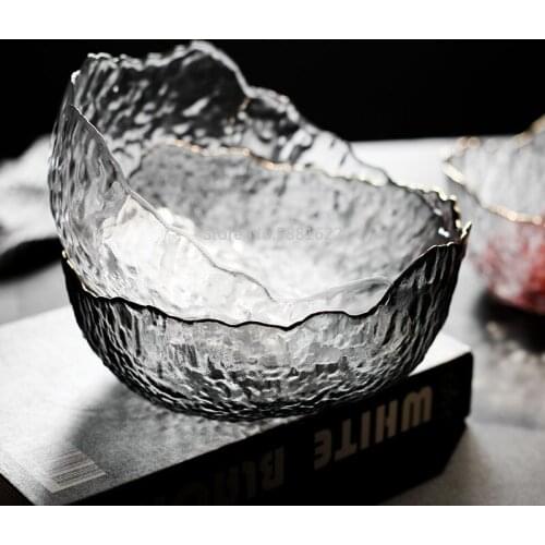 Japanese-style Phnom Penh Transparent GlassBowl Home Creative Vegetable Salad Bowl Large Fruit Bowl Dessert Bowl Shaped SoupBowl