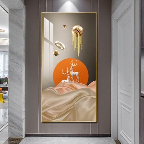 Luxury gold decorative painting HD crystal porcelain aluminum mural waterproof dustproof colorfast for porch bedroom living room