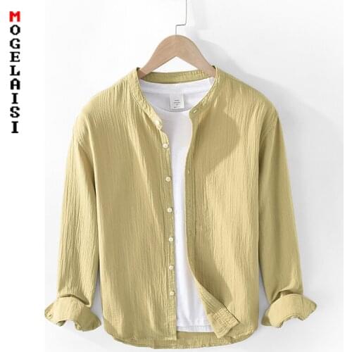 Casual shirt men Spring new solid cotton long sleeve tops man clothing Soft and breathable shirts man chemise homme 1901