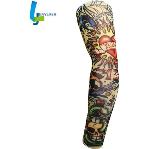 Motorcycle Cycling Sleeves Tattoo Printed Armwarmer UV Protection MTB Bike Bicycle Sleeves Arm Ridding Arm Sleeves