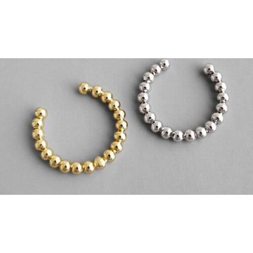 S925 Silver Color Ring Geometric Beaded Female Ring Simple Personality Opening Small Bead Silver Color Ring Fashion Ladies Gift