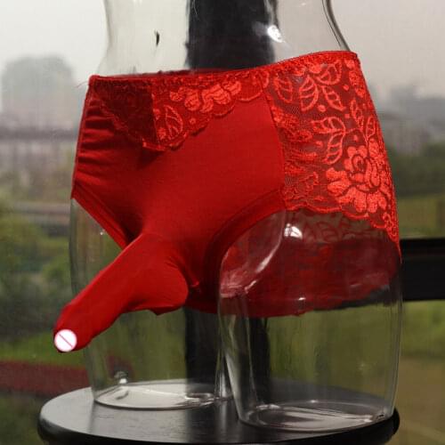 Sexy Men U Convex Pouch G-string Lace Sheer See Through Cock Socks Pouch Briefs Sexy Thong T-back Candy Color Plus Size F10