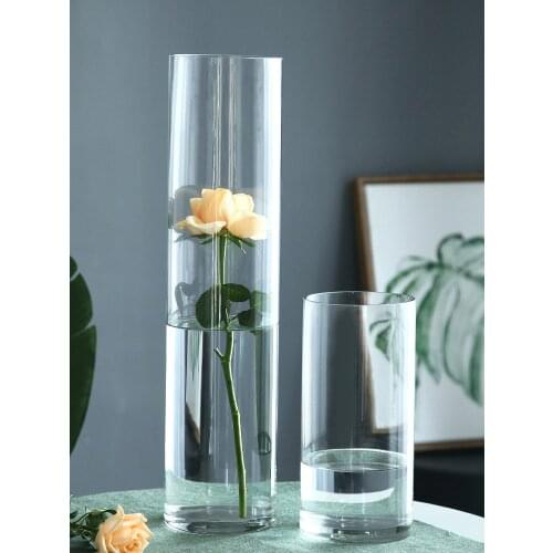 Morden Glass Vase Transparent Straight Cylinder Terrarium Containers Hydroponics Flower Vases Home Decoration Wedding Gift