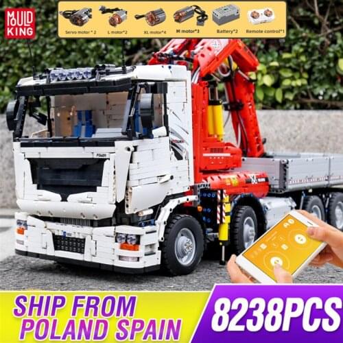 Mould King Building Blocks High-Tech Car The App Motorized Pneumatic Crane Truck Assembly Bricks Model Kids Toy Christmas Gift