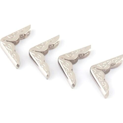21mm Silver Corner Protectors Metal Corners with Retro Pattern Corner Protector for Boxes, Tables and Books Corner Bracket