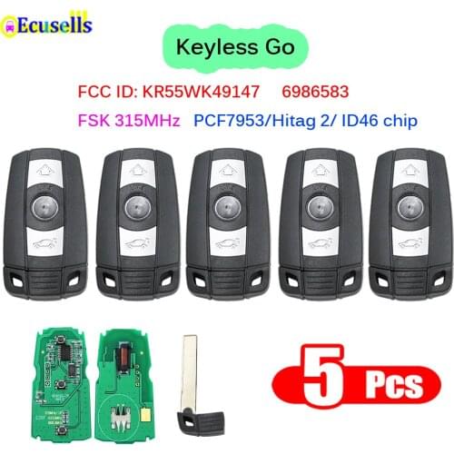 5pcs 3 BUTTON 315mhz Full Smart keyless Remote Key with ID46 chip for BMW 1 3 5 Series X5 X6 2006-2011with Comfort Access System