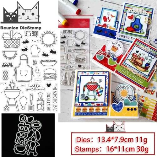 Reunion Kitchen Grill Metal Cutting Dies and Stamps Stencil for DIY Scrapbooking Photo Album Embossing Decorative Paper Card