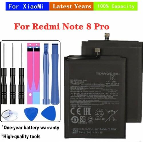 High Quality BM4J Battery For Xiaomi Redmi Note 8 Pro Note8 Pro 4500mAh High Capacity Genuine Replacement Phone Bateria + Tools