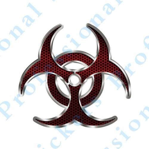 Funny 12cm x 12cm Biohazard RED HEX Decal Vinyl Bumper Sticker Car Truck Window Zombie Wall Stickers Car Covers