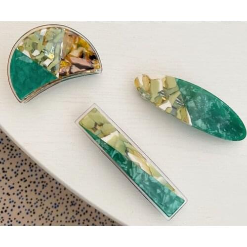Women Korea Vintage Green Hair Clip Olive Lady Fashion Acetate Hair Claw Accessories