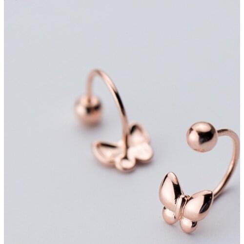 Authentic 925 Sterling Silver Hoop Earrings for Women Jewelry Rose Gold Color Insect Butterfly Fashion Birthday Gift Brincos