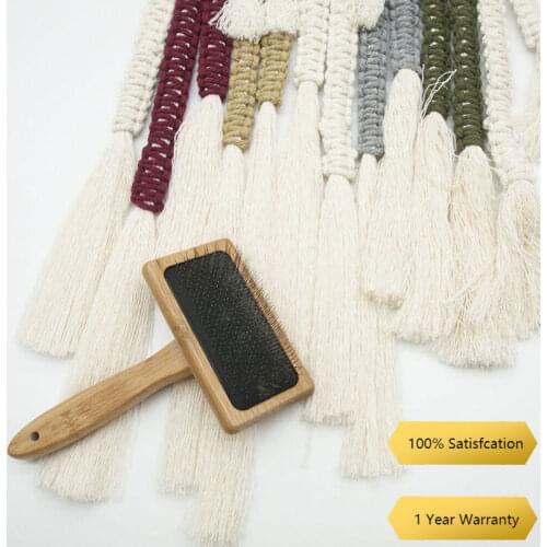 1Pcs 15cm Wood Slicker Brush with Stainless Steel Pins for Macrame Cross Stitch Embroidery Tools