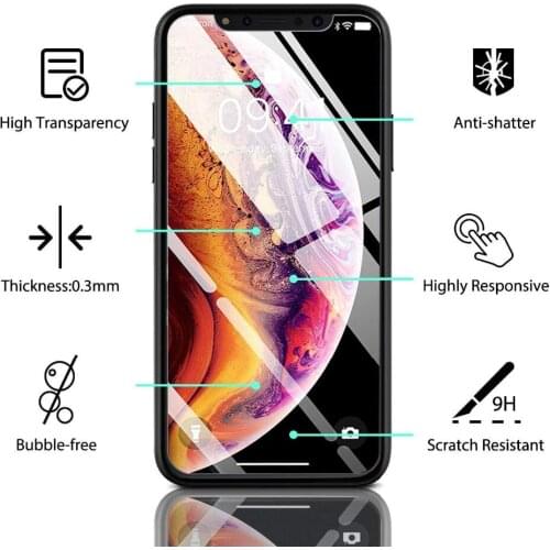 10pcs Tempered glass for iPhone XR se 2 7 8 Plus 11 Pro Max screen protector Protective Glass Film for iPhone XR X XS Max