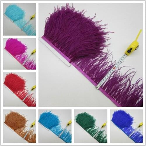 Beatiful 10Yard High Quality Ostrich Feather Trim Fringe Feather Ribbon 10-15CM/4-6Inch Width Sewing Crafts Costumes Decoration