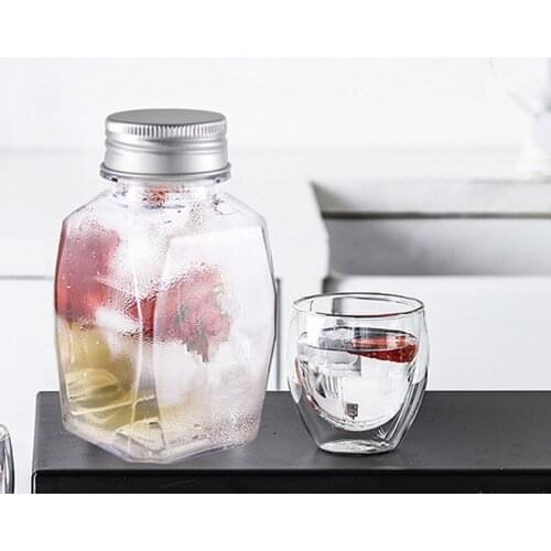 20pcs Net red milk tea cup PET cold drinks juice ice coffee plastic bottle diamond drinking bottles creative cute enzyme bottle