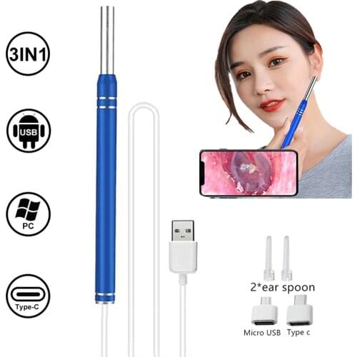 3 in 1 Ear Endoscope Camera 5.5mm Otoscope 480P USB Ear Scope HD Visual Earpick Camera Ear Wax Cleaning Tools for Android Phone
