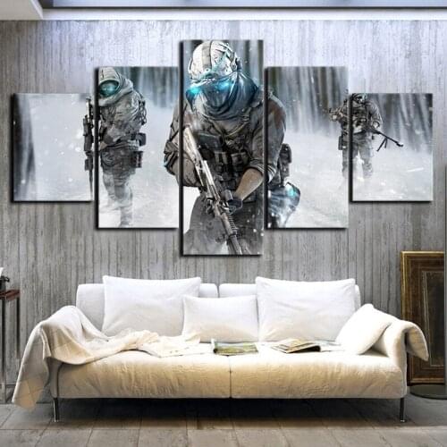 5 Piece Canvas Art Ghost Recon Game Poster Picture Modern Oil Painting for Living Room Wall Decor Fantasy Art