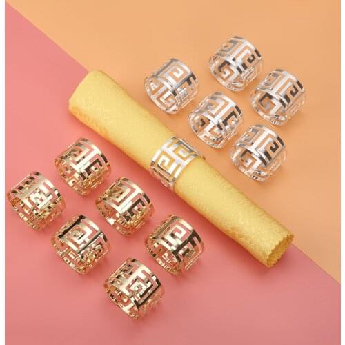 6Pcs Metal European Style Napkin Rings Christmas Banquet Table Dinner Serviette Buckle Holder Wedding Gifts Party Bar Decoration