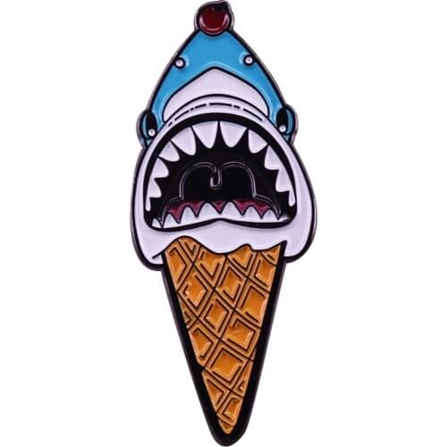 Jaws ice cream brooch novelty dessert and sea shark lover jewelry