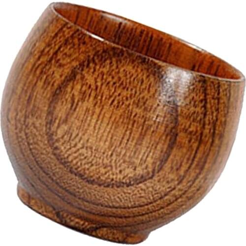 Handmade Natural Wood Tea Cup Wooden for Wine Coffee Water Hot Cold Drinks Drinking Mug, Japanese Style Wood Tea Cup