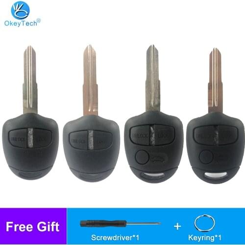 OkeyTech Remote Car Key Shell Case For M-itsubishi Pajero Sport Outlander Grandis ASX 2/3 Buttons MIT11/MIT8 Blade