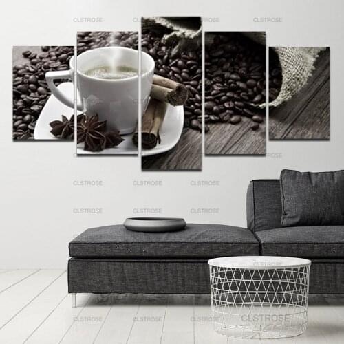 Black Coffee and White Cup Poster Decoration Canvas Painting Home Living Room Bedroom Wall Supplies Frameless Style