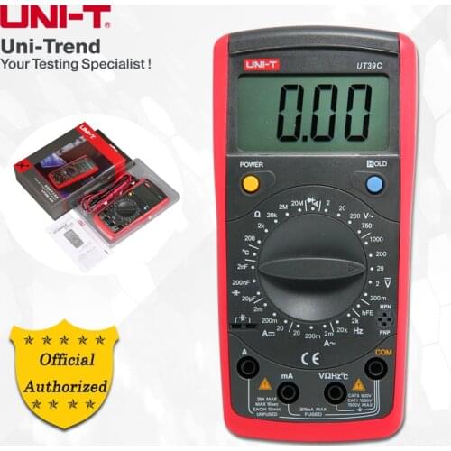 UNI-T UT39A/UT39B/UT39C/UT39E Manual range Digital Multimeter; Diode test/Transistor/Temperature/Frequency/Capacitance test